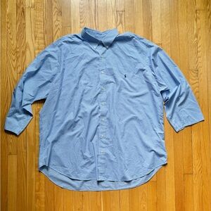 Polo Ralph Lauren Mens 3/4 Sleeve Dress Shirt Classic Fit 4XLT Blue White Checks